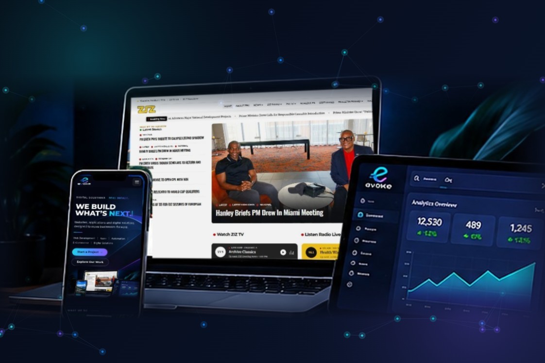 EVOKE digital solutions shown on phone, laptop and tablet